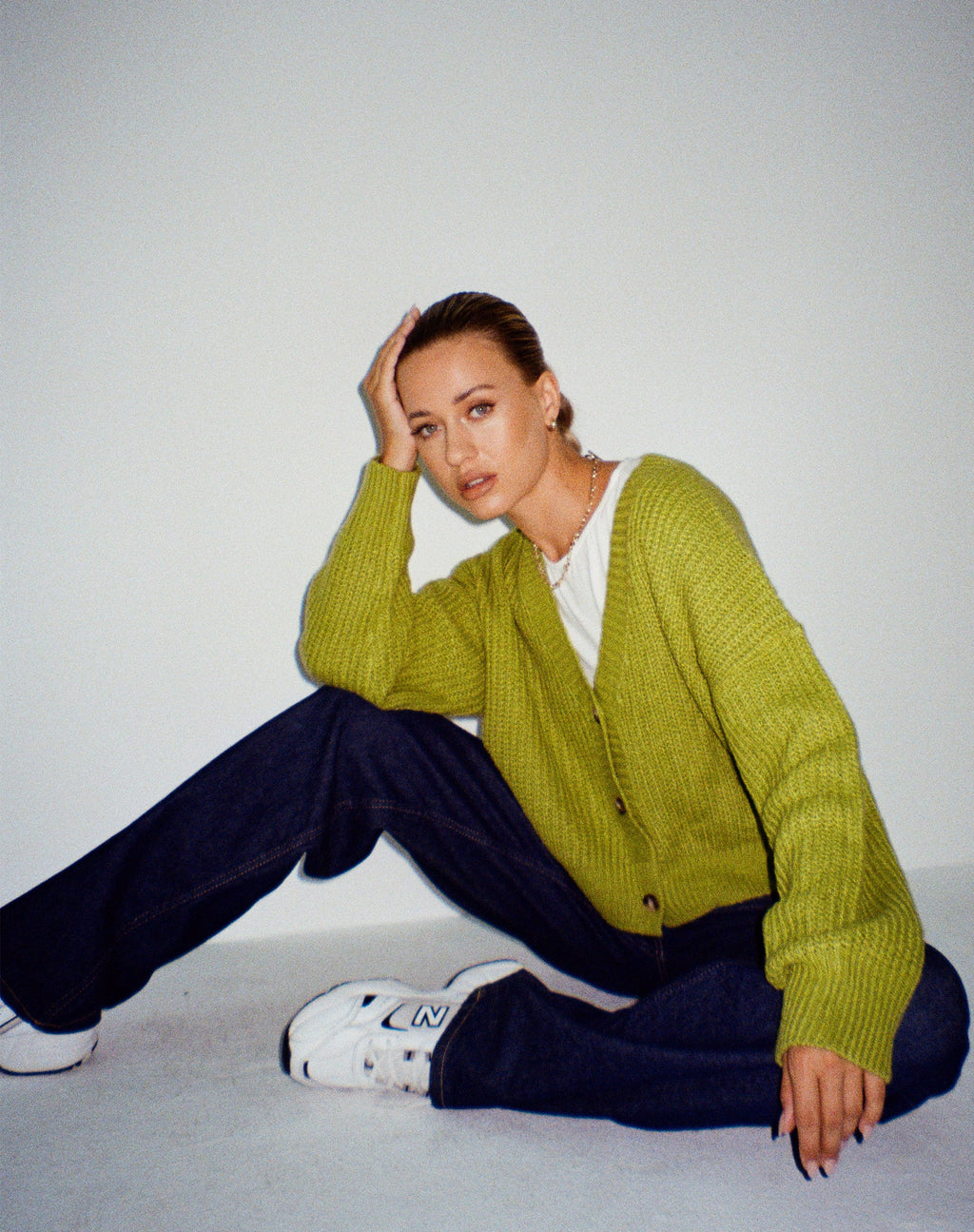 Cardigan Faya in maglia Sour Apple