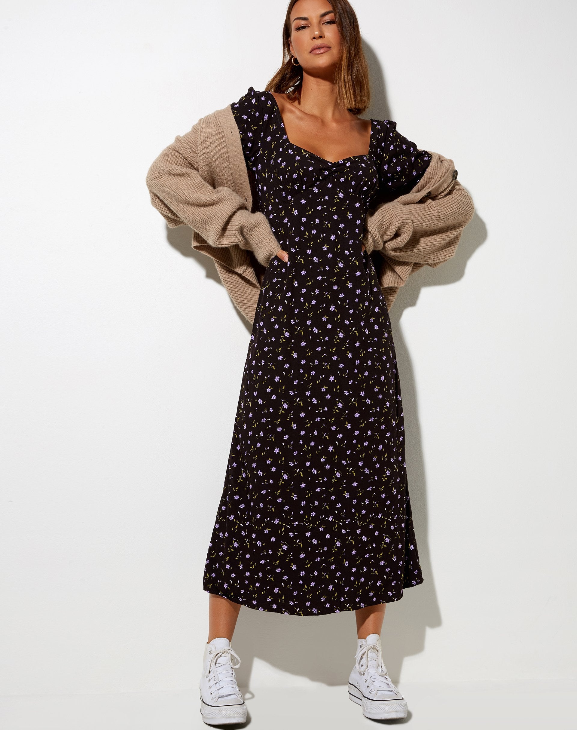Immagine di Fernanda Midi Dress in Pretty Petal Coffee e Purple