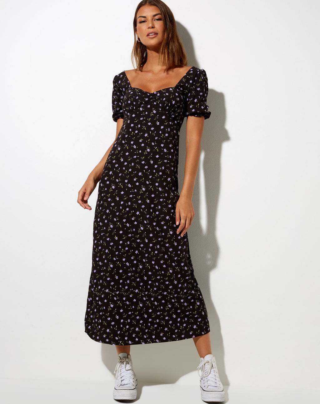 Abito Fernanda Midi in Pretty Petal Coffee e Viola
