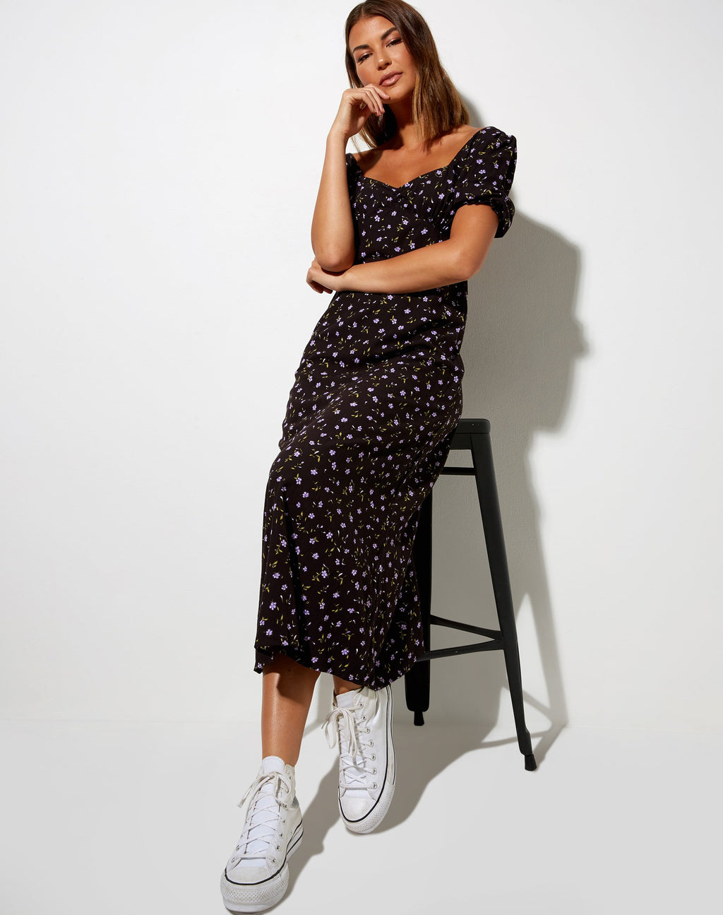 Abito Fernanda Midi in Pretty Petal Coffee e Viola