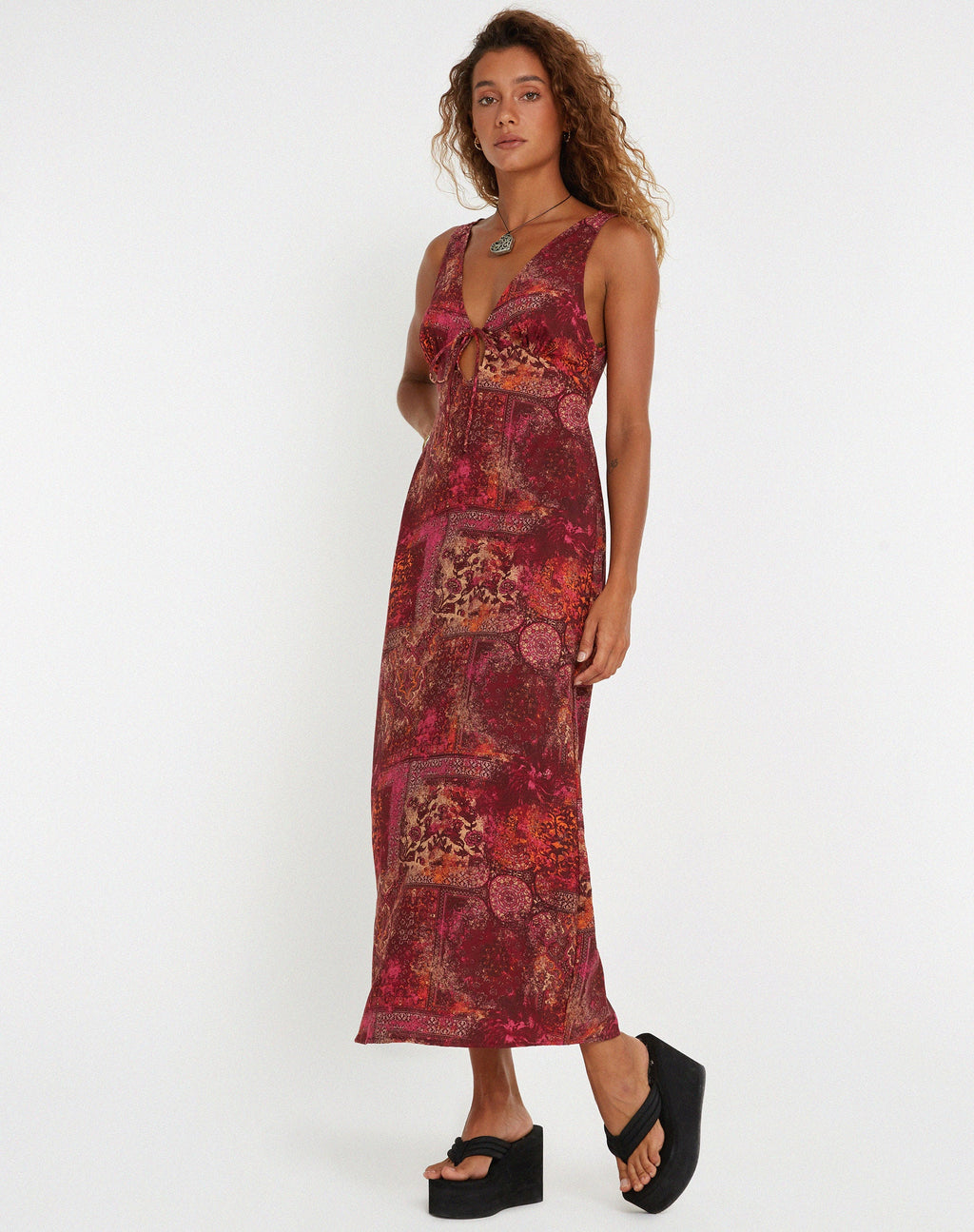 Abito midi Fiaso in Abstract Paisley rosso