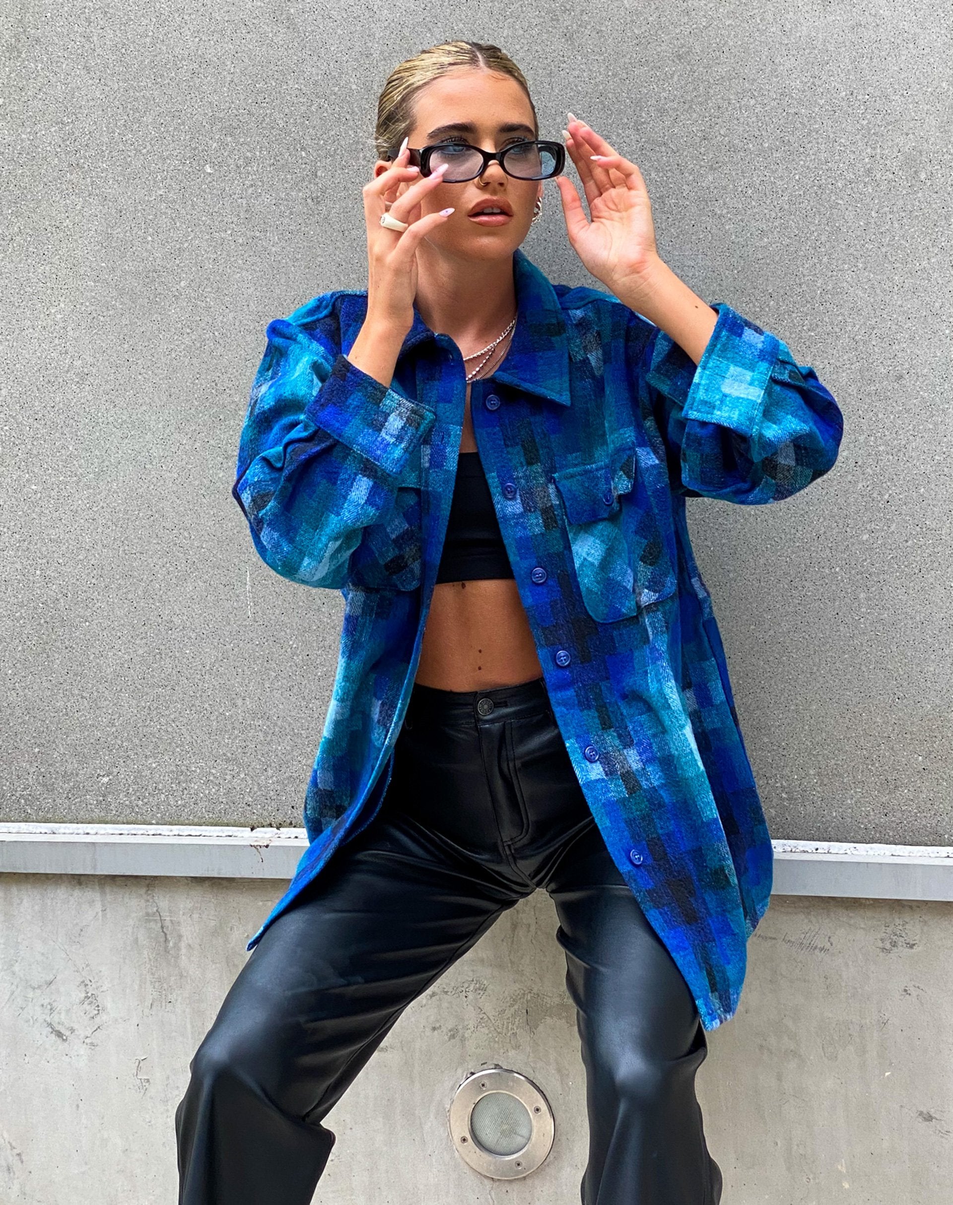 Immagine di MOTEL X OLIVIA NEILL Medita Shirt a quadri blu