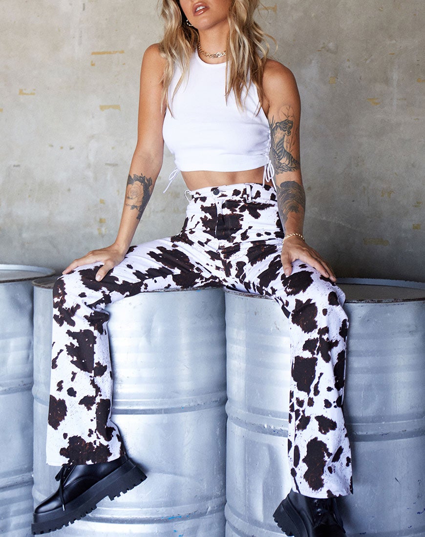 Pantaloni Zoven in pelle di mucca