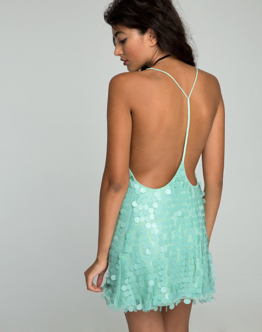 Abito Finn in disco di paillettes menta