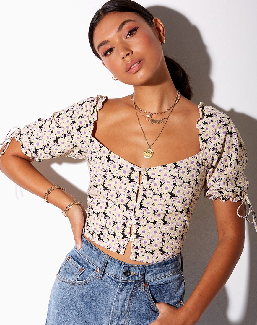 Flaba Crop Top in crema Daisy Day