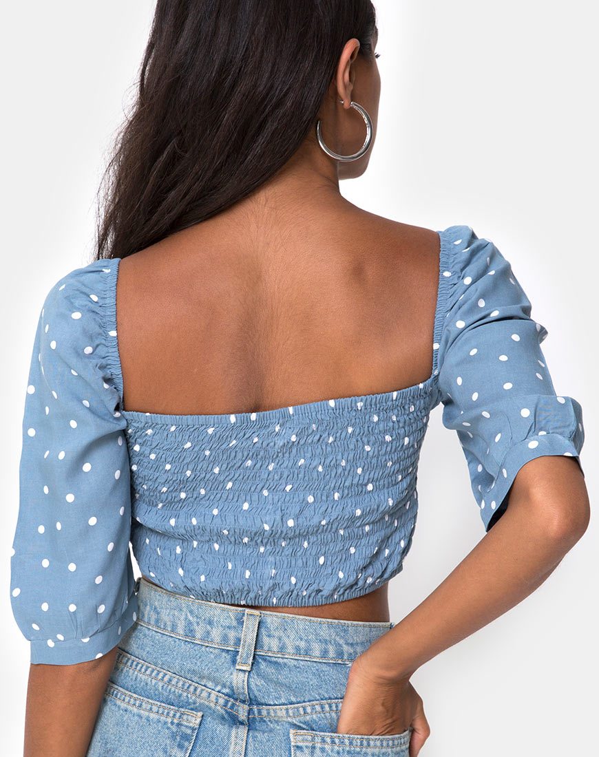 Immagine di Flory Crop Top in Skater Polka Blu