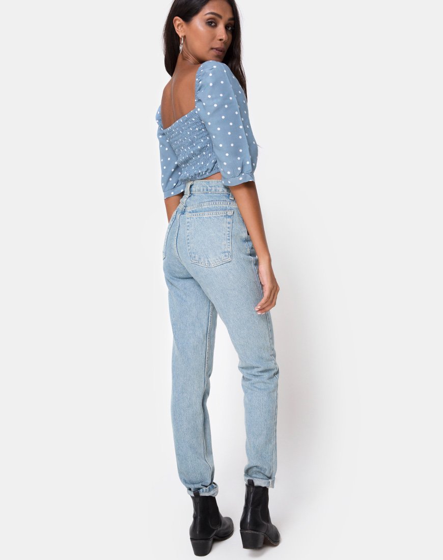 Immagine di Flory Crop Top in Skater Polka Blu