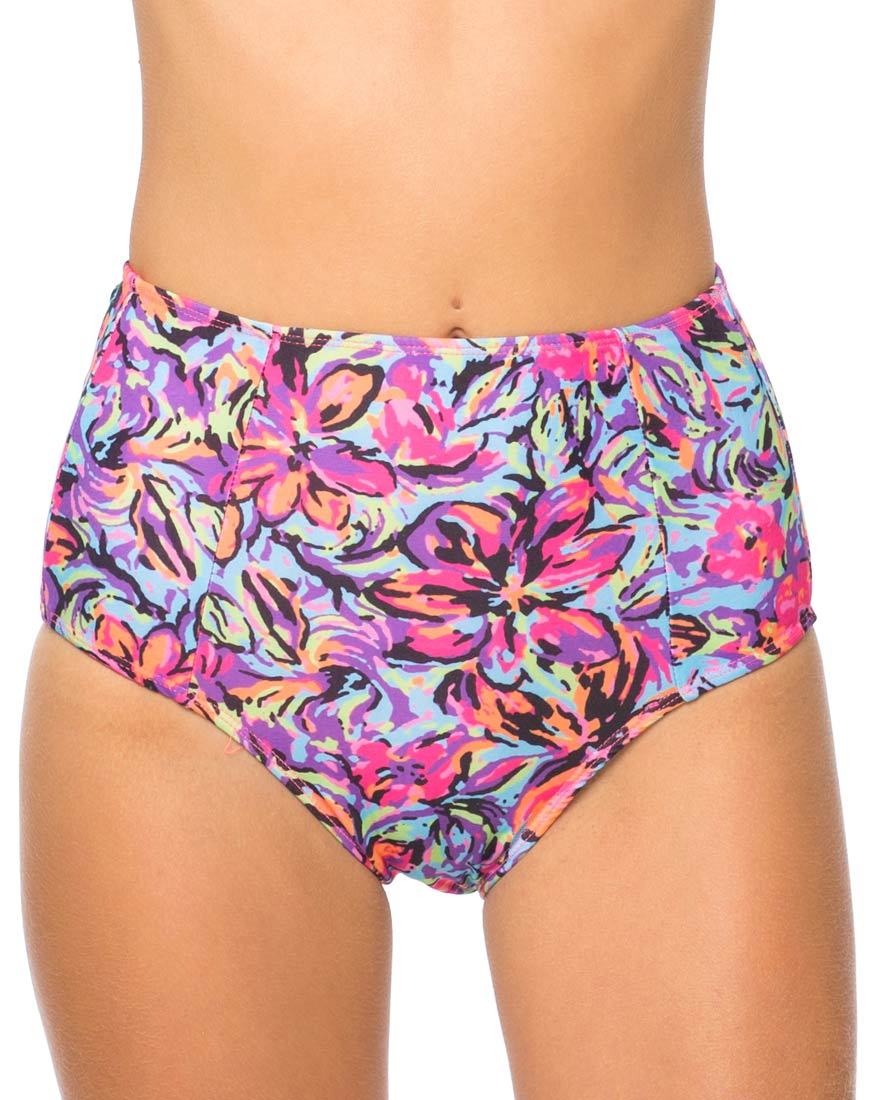 Motel Flux - Fondo bikini lungo in fiore fluo