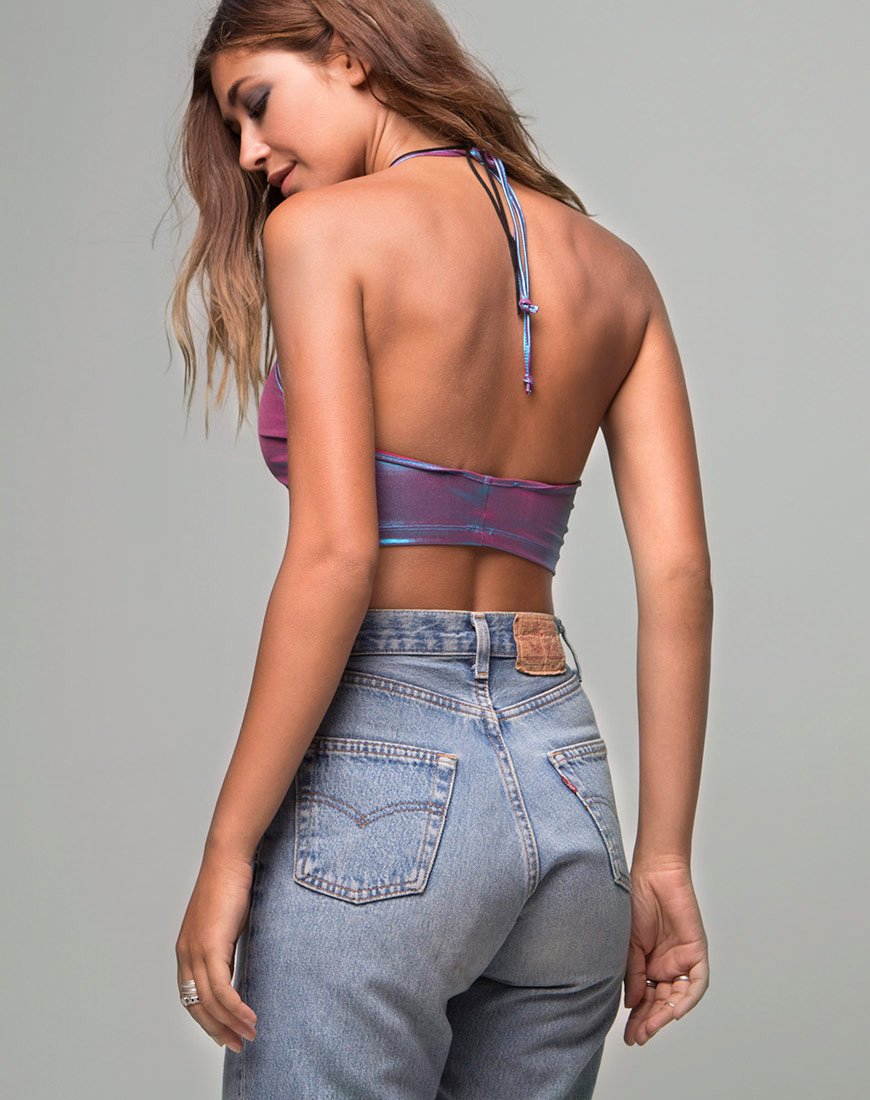 Fonda Crop top in Opale metallizzato shimmer