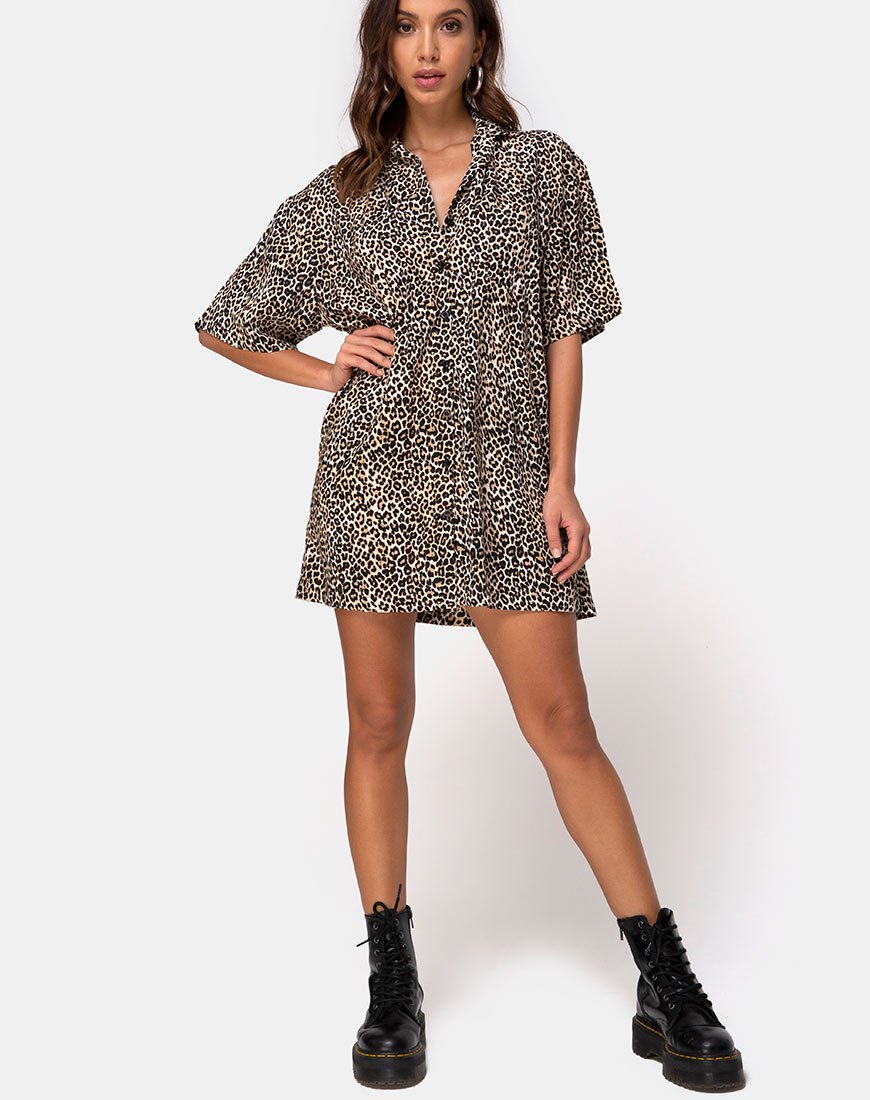 Immagine di Fresia Mini Dress in Brown Rar Leopard