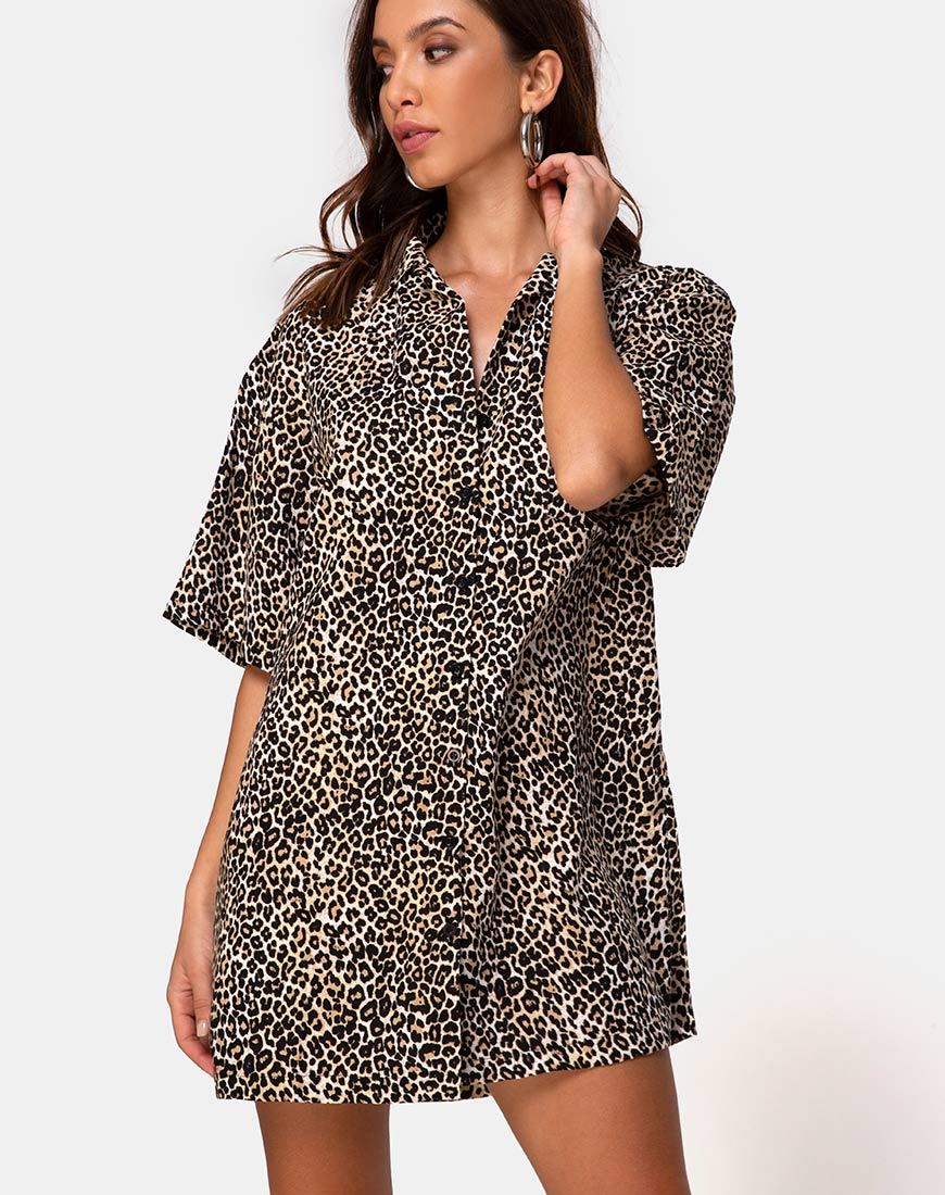 Immagine di Fresia Mini Dress in Brown Rar Leopard