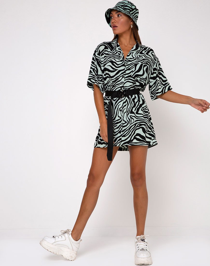 Immagine di Fresia Shirt Dress in Wavey Zebra Mint
