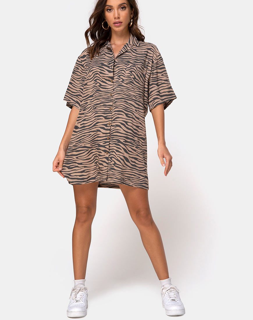 Immagine di Fresia Mini Dress in Taupe Zebra