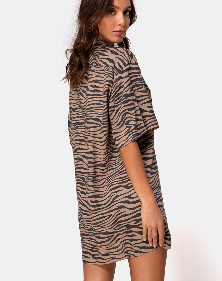Immagine di Fresia Mini Dress in Taupe Zebra
