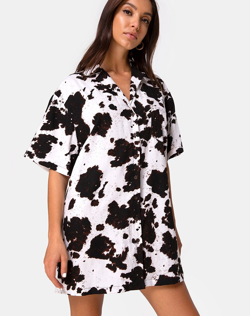 Immagine di Fresia Mini Dress in Cow Hide Marrone e Bianco