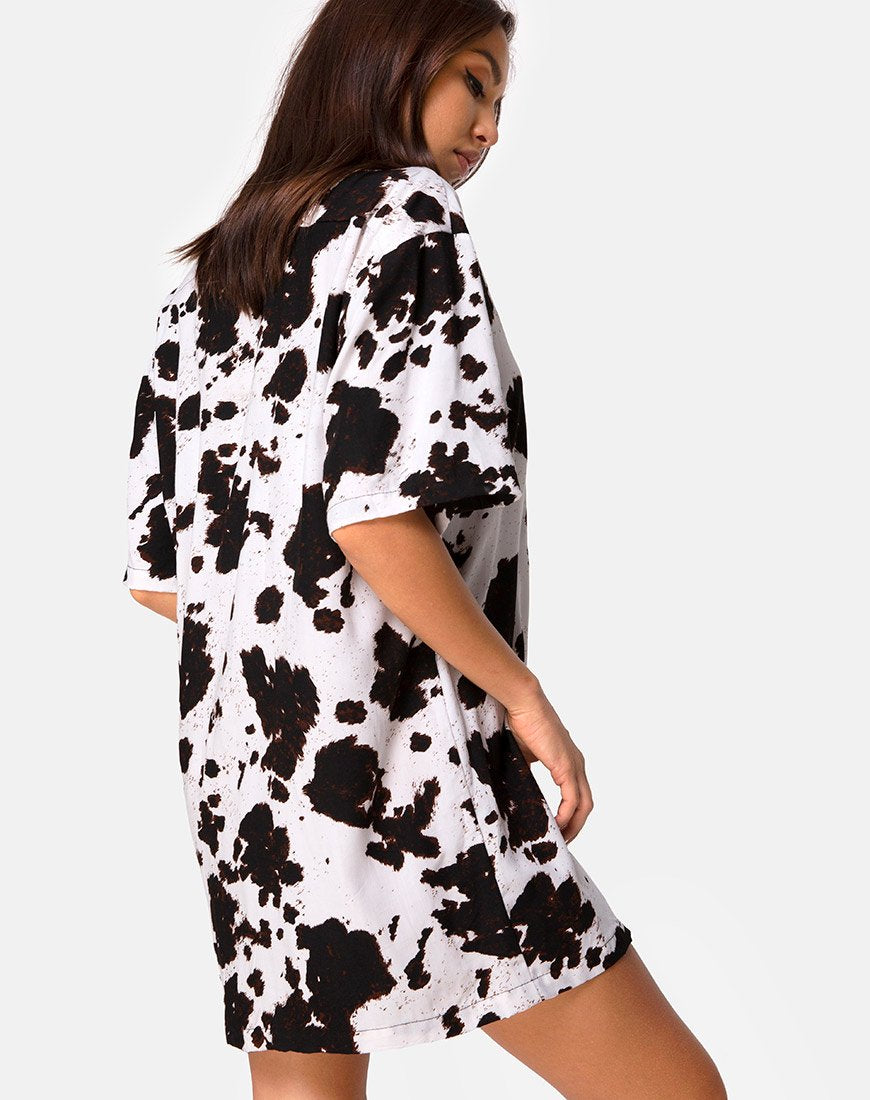 Immagine di Fresia Mini Dress in Cow Hide Marrone e Bianco