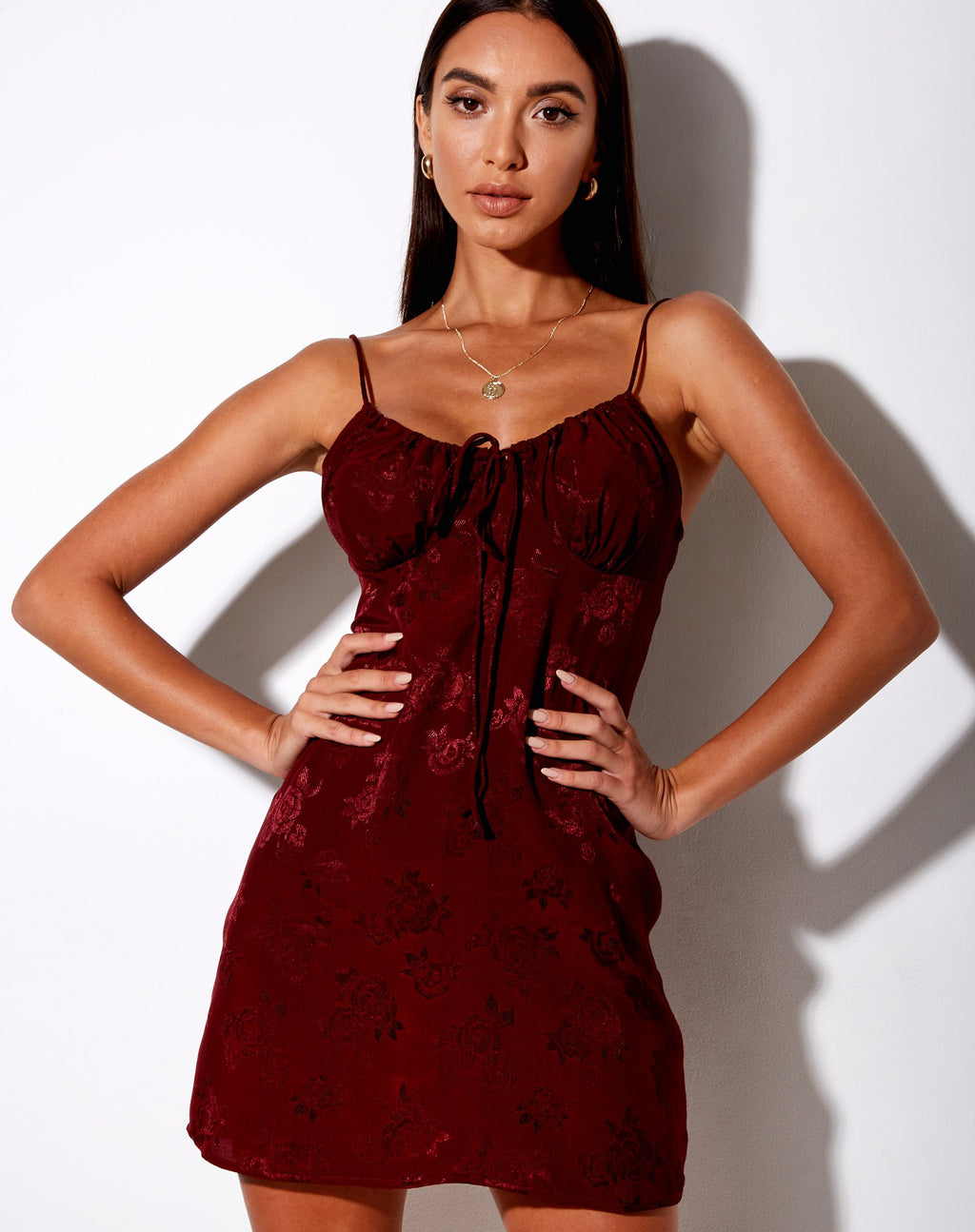 Frimala Slip Dress in raso rosa gelso