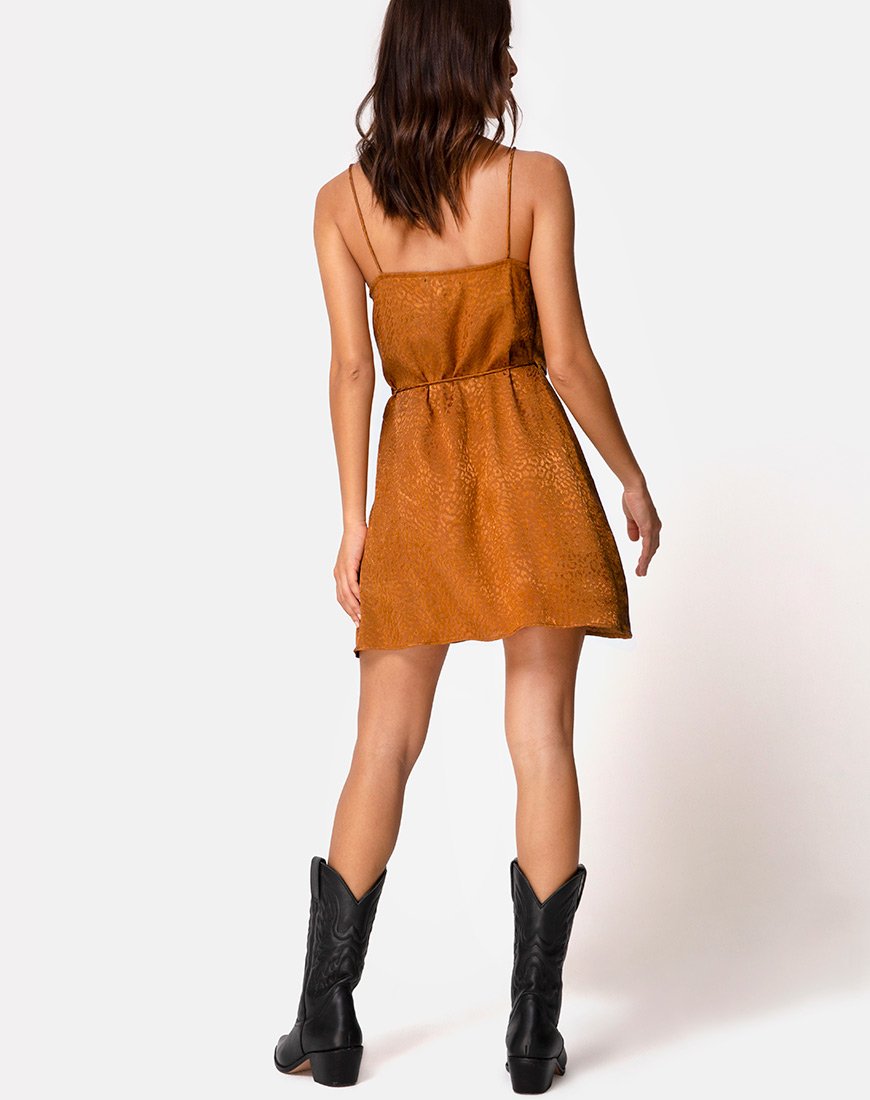 Immagine di Furiosa Wrap Dress in raso oro Cheetah