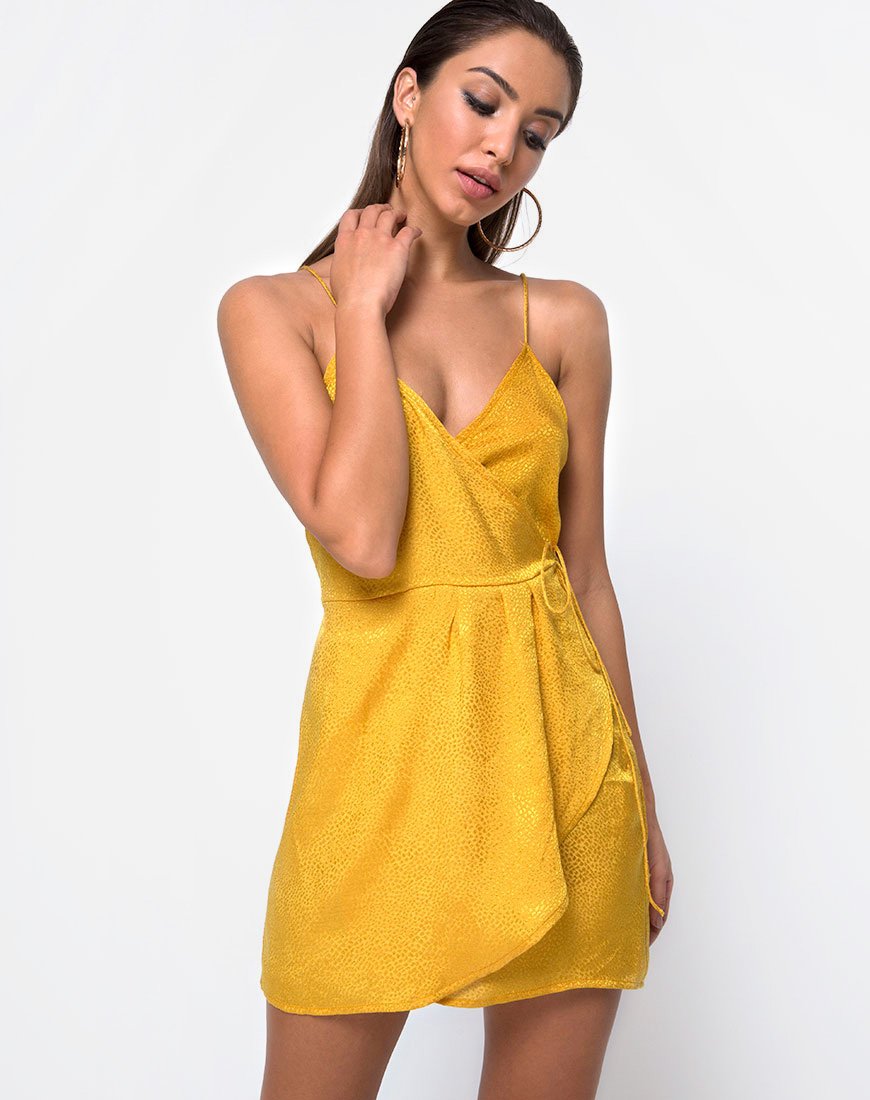 Furia Slip Dress in raso senape