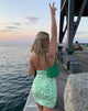 Immagine di Motel X Barbara Kristoffersen Riri Mini Dress in maglia Jagged Swirl Menta e panna