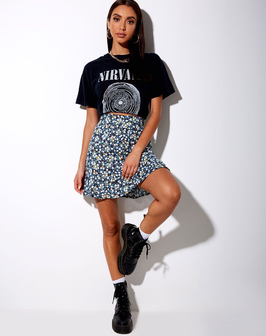Immagine di Gaelle Skater Gonna in campo floreale Navy