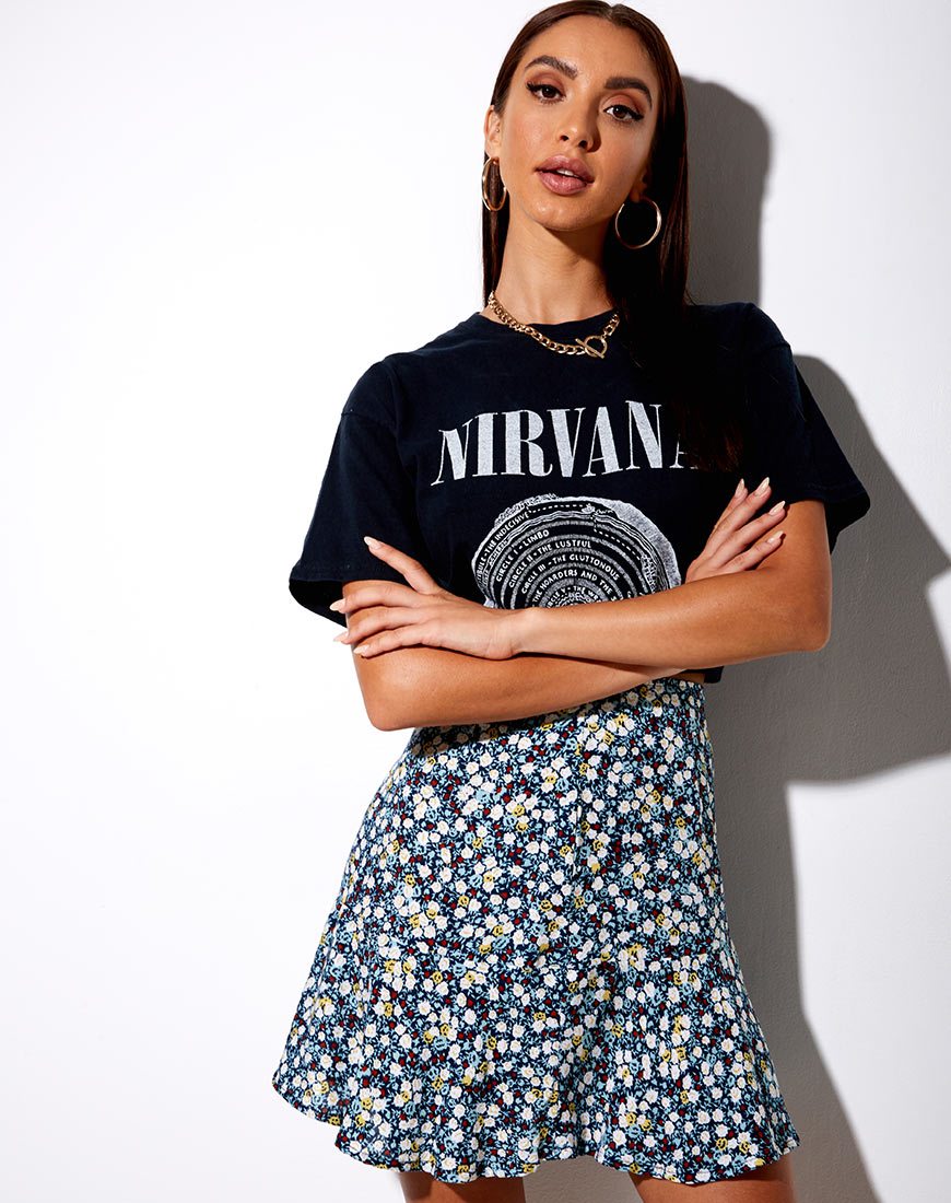 Immagine di Gaelle Skater Gonna in campo floreale Navy