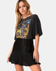 Immagine di Gaelle Skater Skirt in raso nero ghepardo