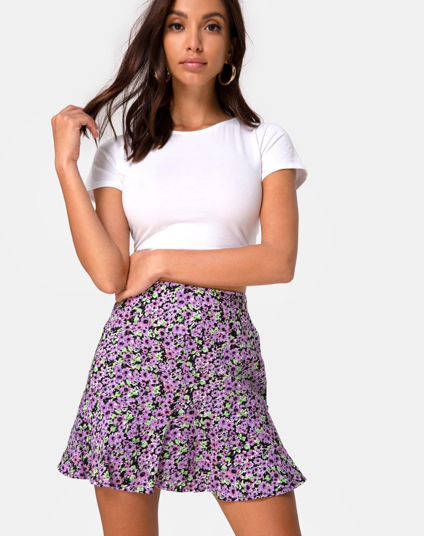 Minigonna Gaelle in fiore lilla