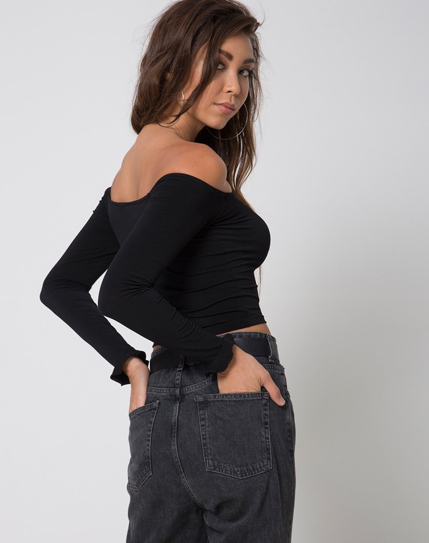 Immagine di Gaga Off The Shoulder Crop in nero