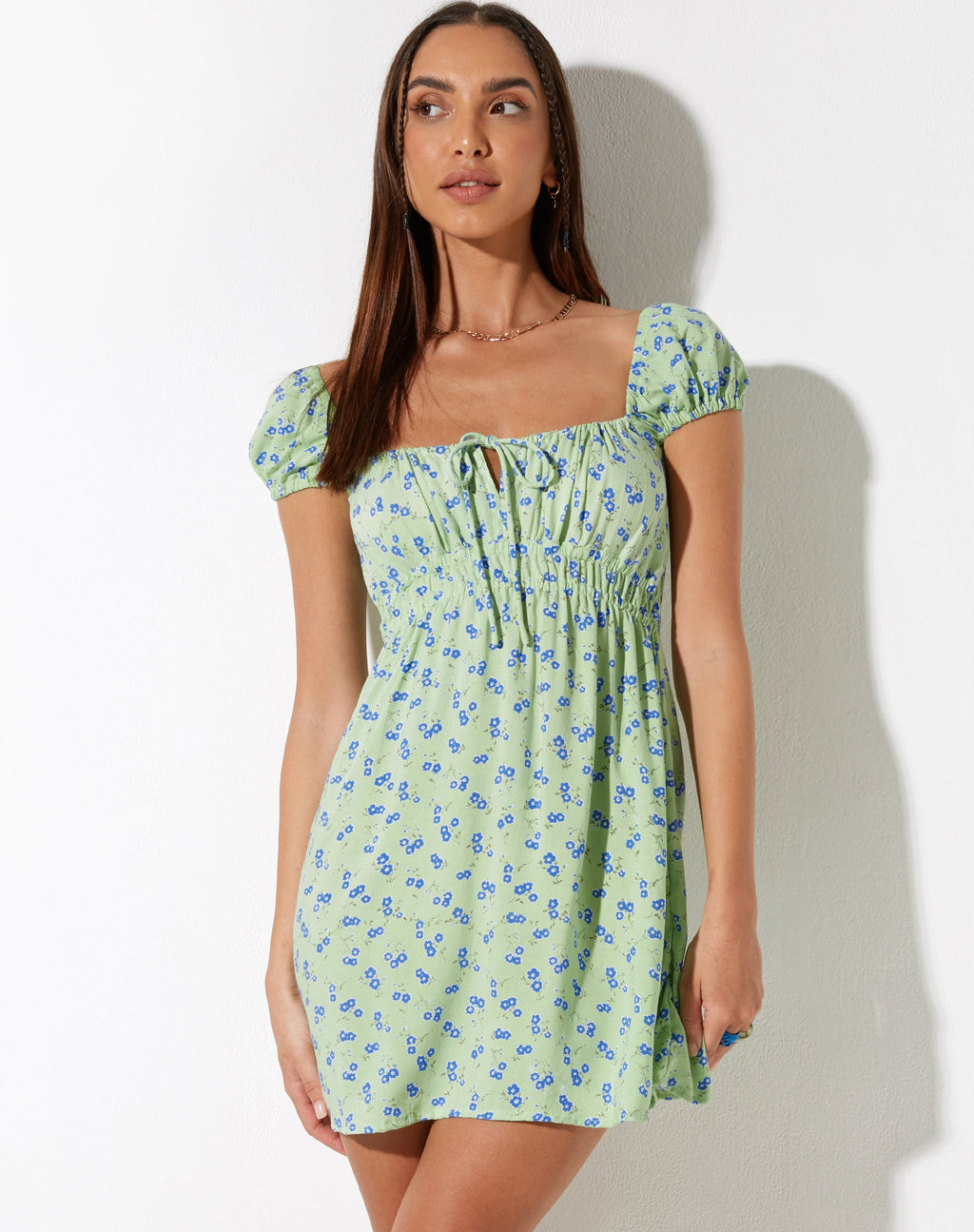 Mini abito Galova in Lime Floral