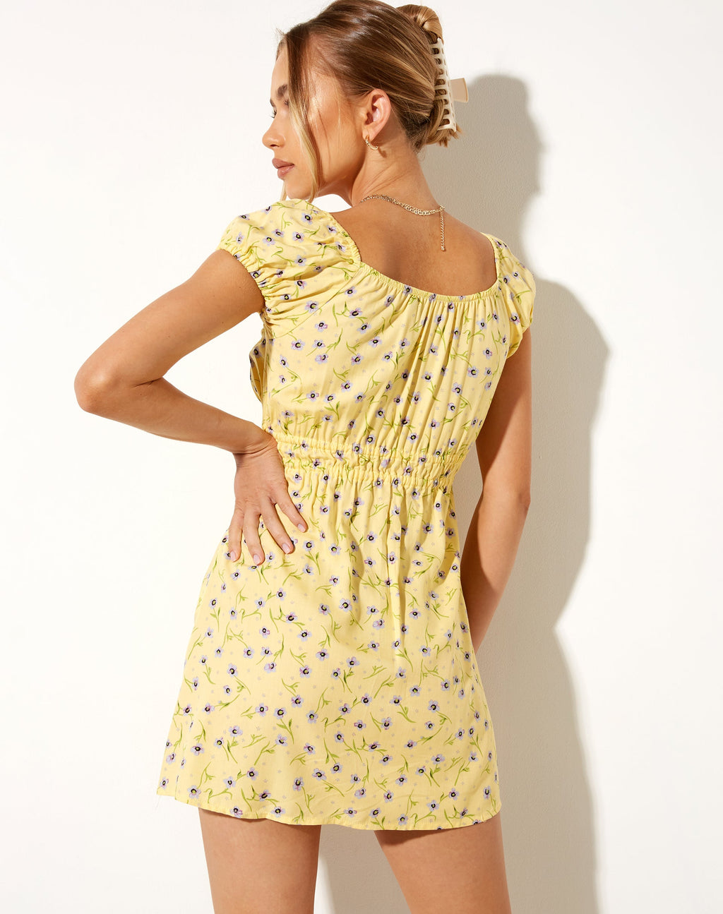 Mini abito Galova in fiore selvaggio Lemon Drop