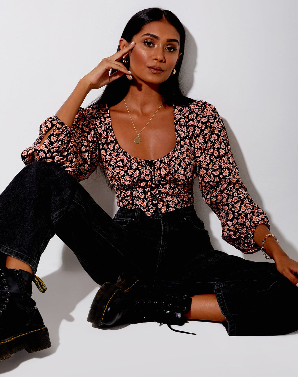 Crop Top Glario in fiore d'autunno