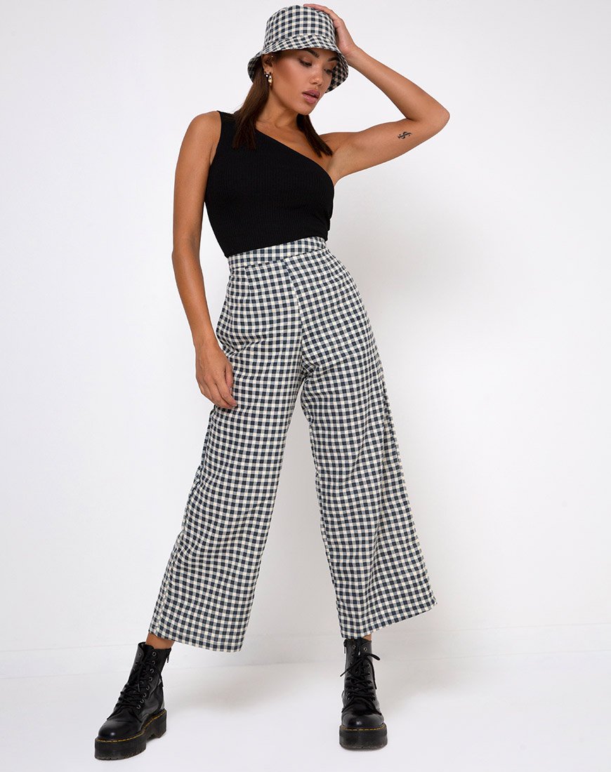 Gamila Pantaloni Culotte in Gingham Crema