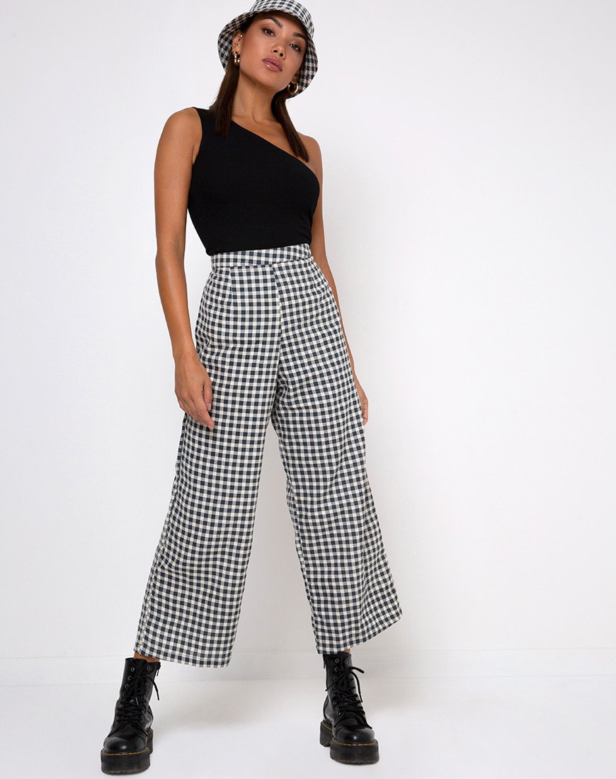 Immagine di Gamila Culotte Trouser in Gingham Crema