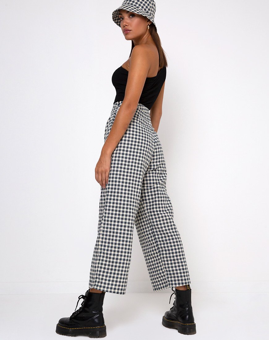 Immagine di Gamila Culotte Trouser in Gingham Crema