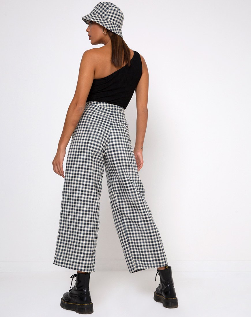 Gamila Pantaloni Culotte in Gingham Crema