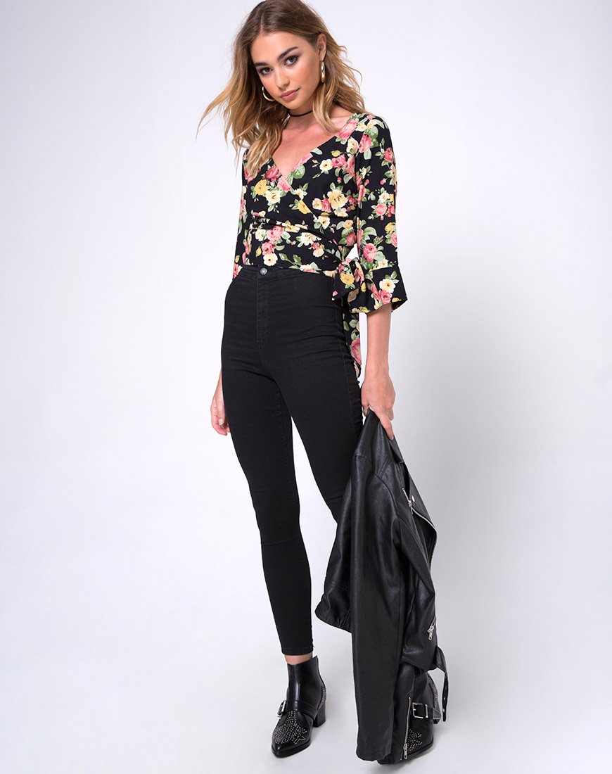 Immagine di Gamthi Wrap Top in fiore vintage