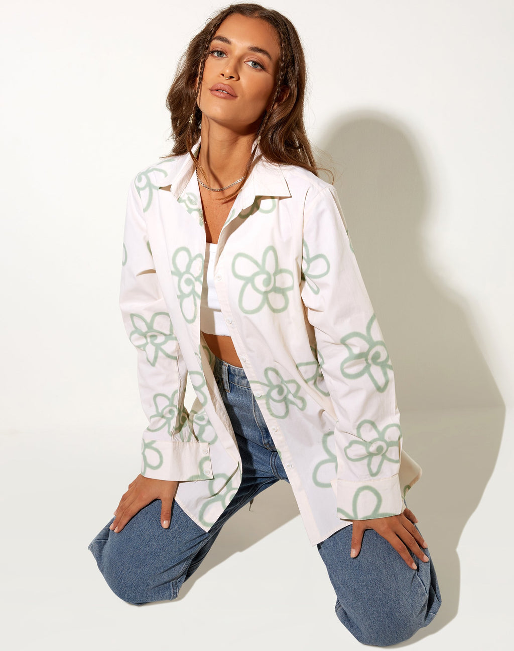 Camicia Gana in bianco Graffiti Flower