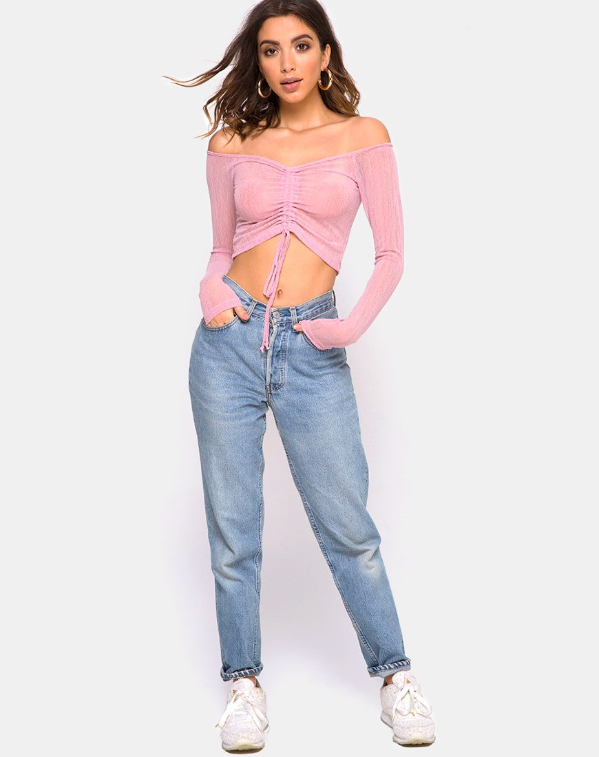 Immagine di Ganida Crop Top in maglia trasparente Blush