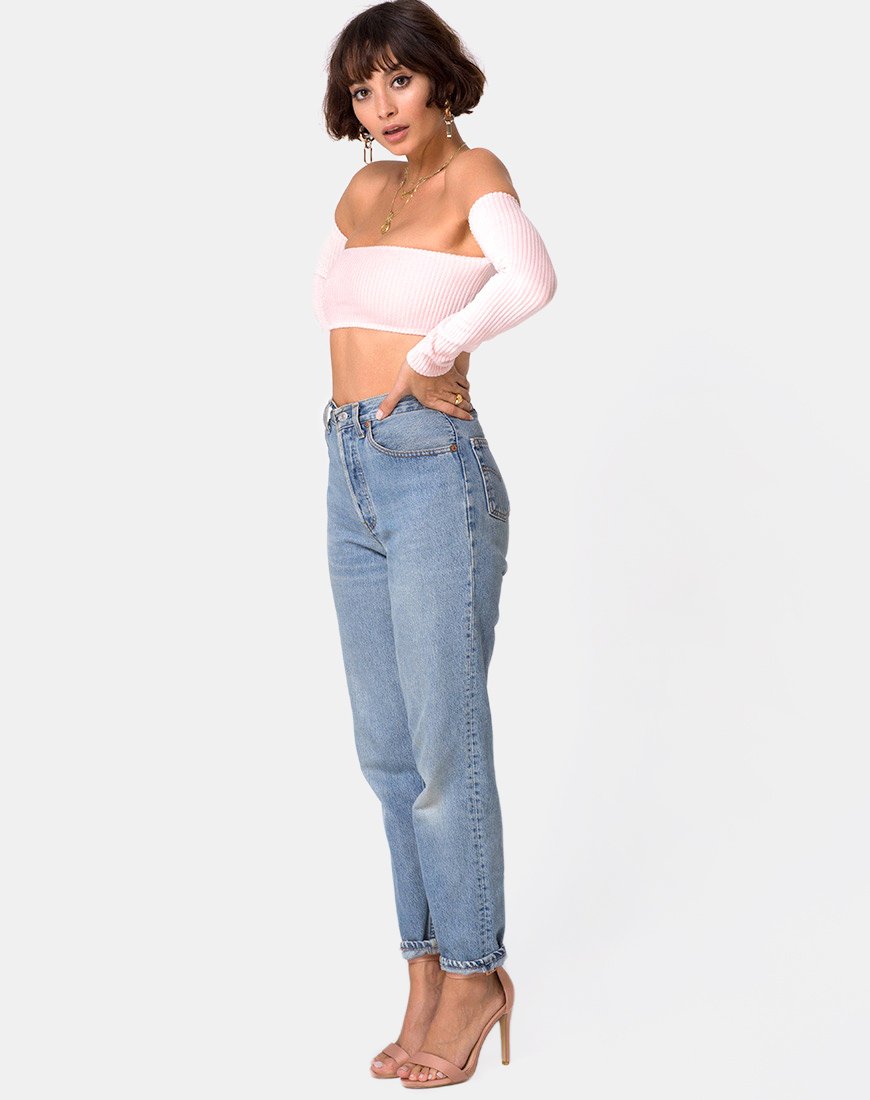 Immagine di Ganis Crop Top a maniche lunghe in maglia vaporosa Candy