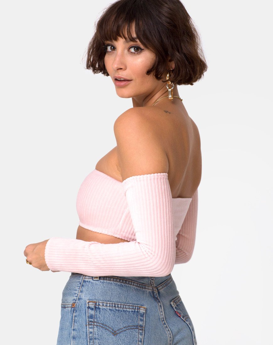 Immagine di Ganis Crop Top a maniche lunghe in maglia vaporosa Candy