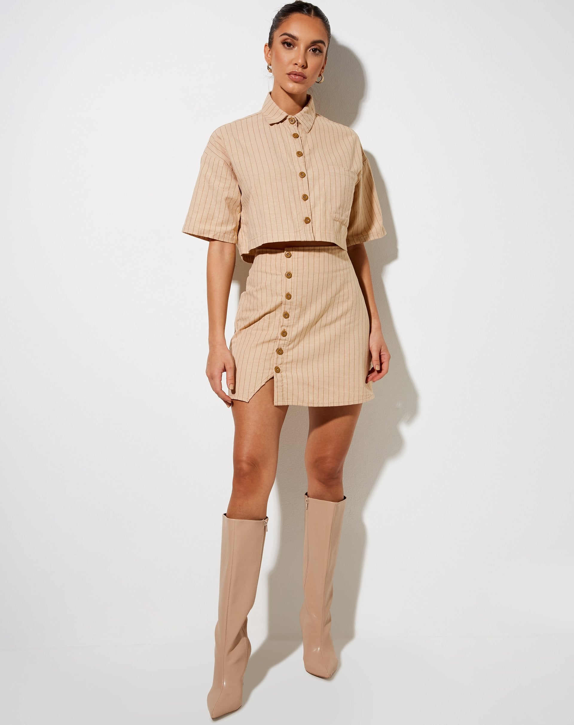Immagine di Gata Mini Skirt in Pencil Stripe