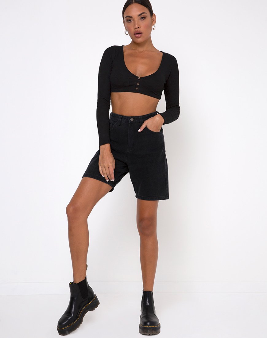 Immagine di Gato Crop Top a costine nero