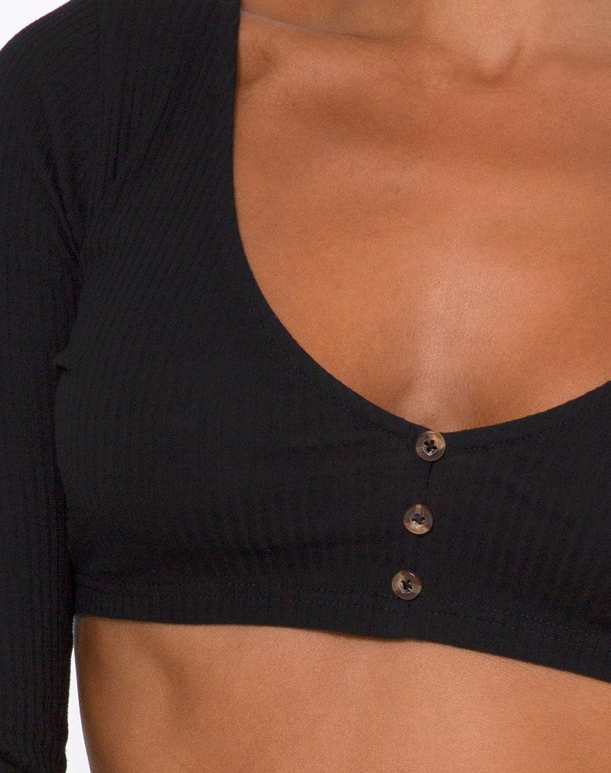 Immagine di Gato Crop Top a costine nero