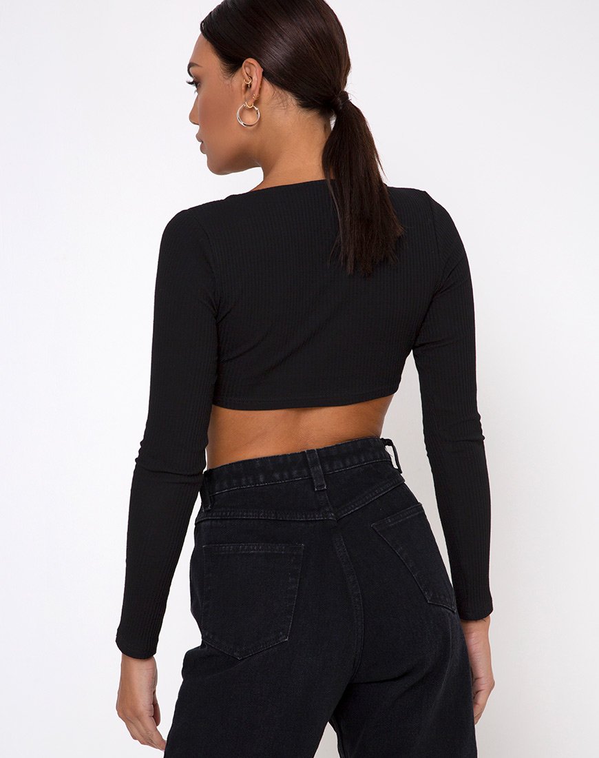 Immagine di Gato Crop Top a costine nero