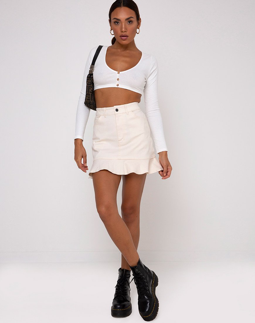 Immagine di Gato Crop Top in Rib Ivory