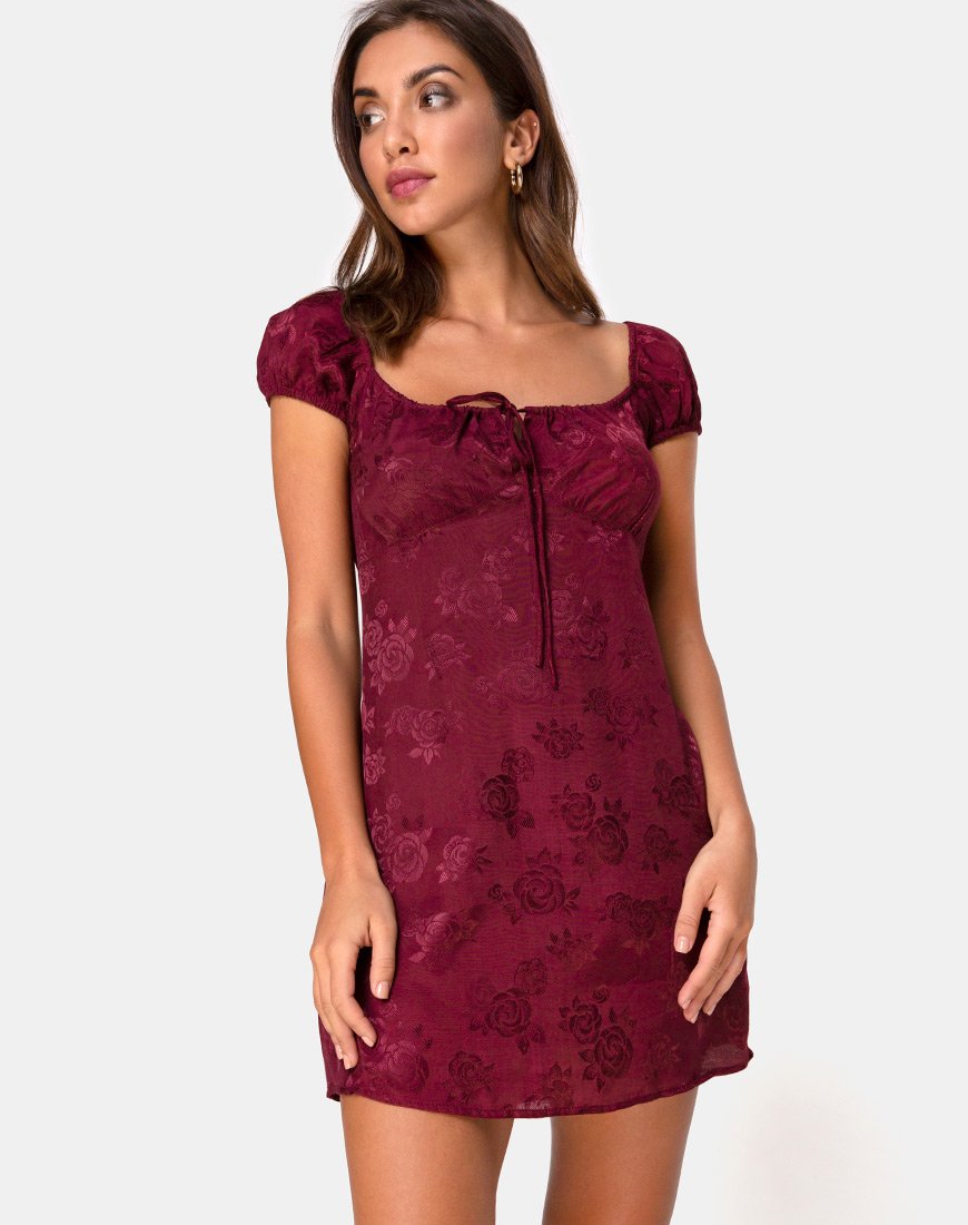 Mini abito Gaval in raso rosa bordeaux