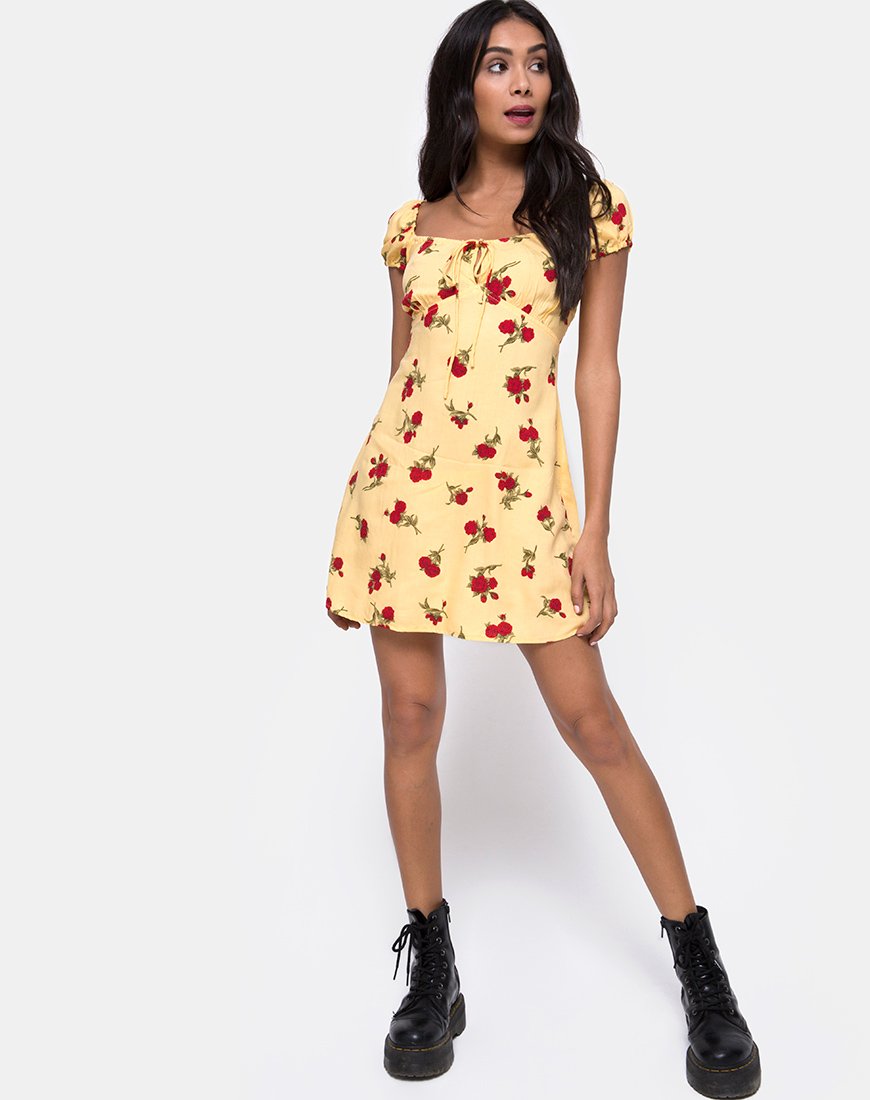 Immagine di Gaval Mini Dress in Falling Rose Yellow