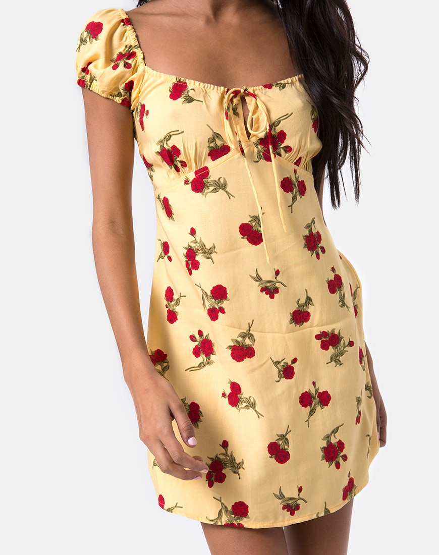 Immagine di Gaval Mini Dress in Falling Rose Yellow