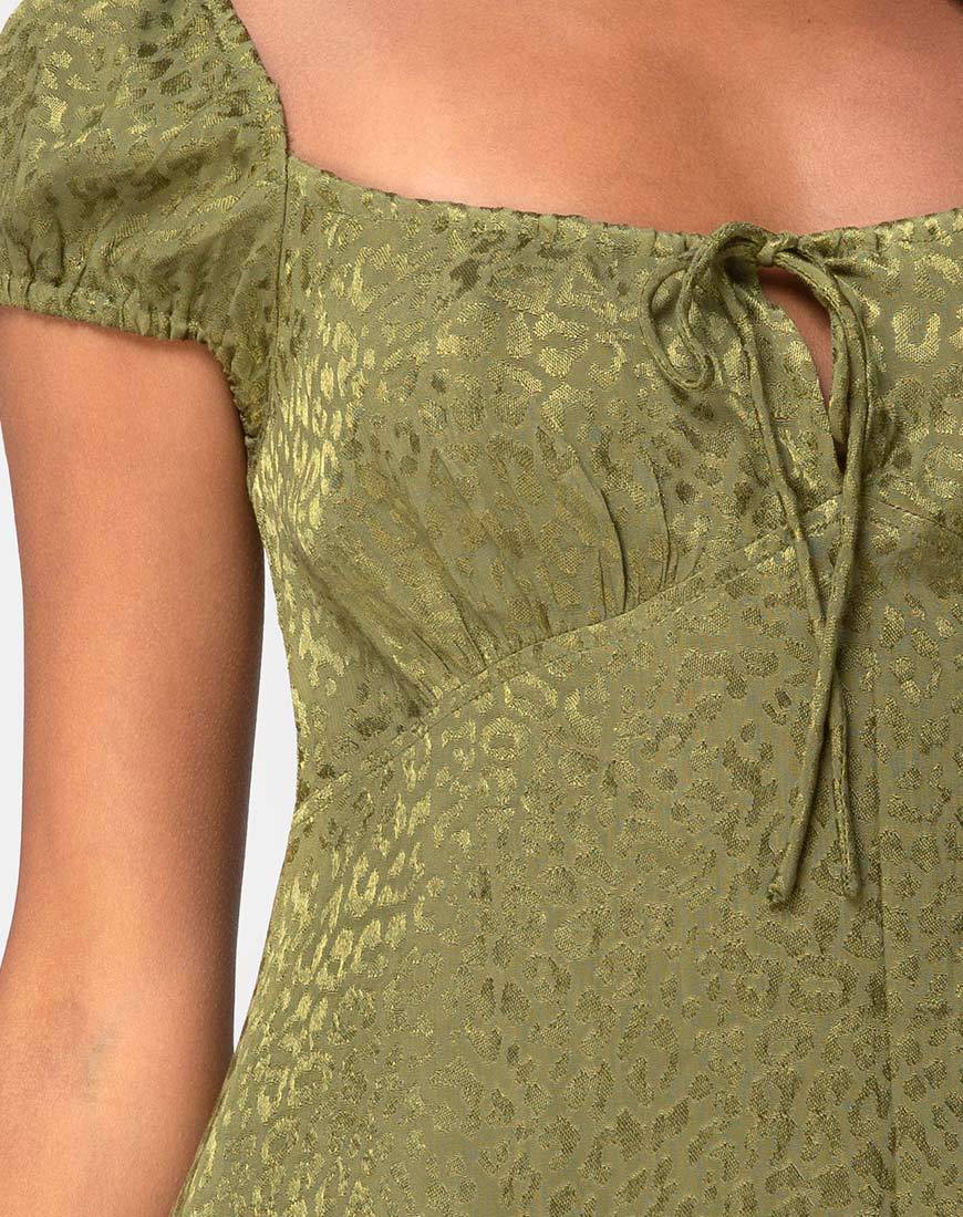 Immagine di Gaval Mini Abito in Raso Ghepardo Khaki